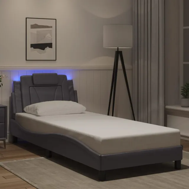 Cadre de lit Viana avec LED sans matelas gris 90x190 cm