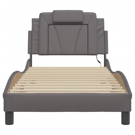 Cadre de lit Viana avec LED sans matelas gris 90x190 cm