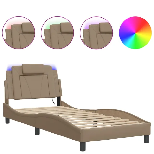 Cadre de lit Viana avec LED sans matelas cappuccino 90x190 cm