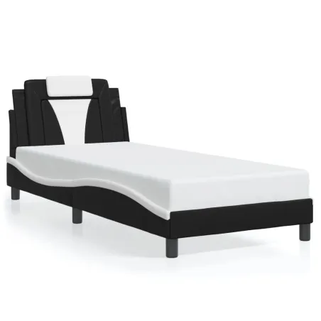 Cadre de lit Viana avec LED sans matelas noir et blanc 90x190 cm