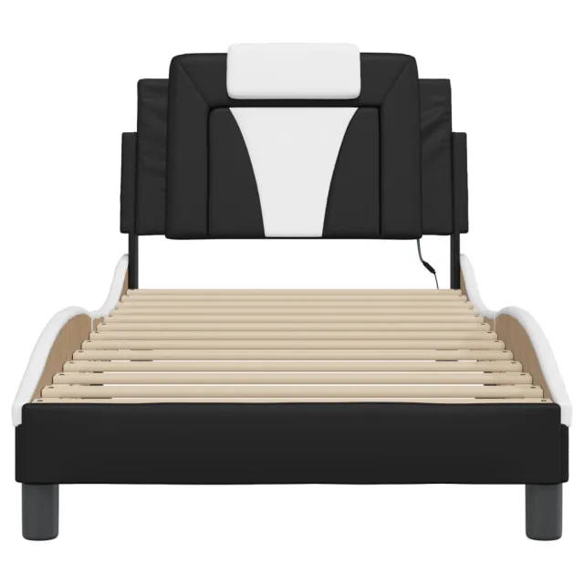 Cadre de lit Viana avec LED sans matelas noir et blanc 90x190 cm