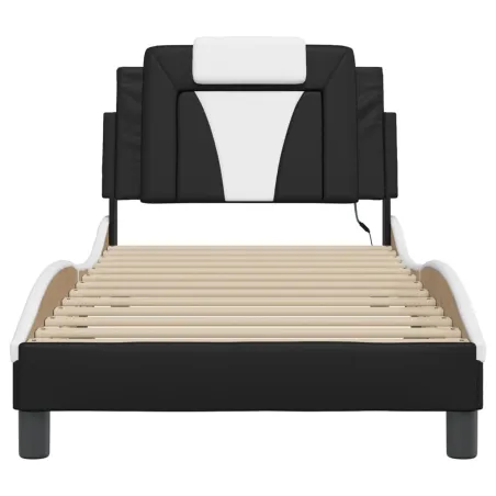 Cadre de lit Viana avec LED sans matelas noir et blanc 90x190 cm