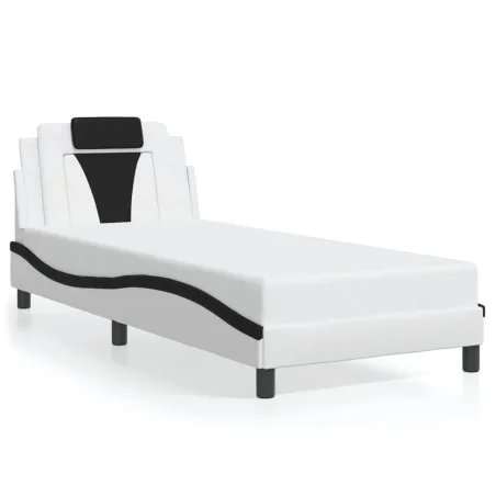 Cadre de lit Viana avec LED sans matelas blanc et noir 90x190 cm