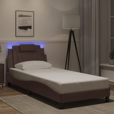 Cadre de lit Viana avec LED sans matelas marron 90x200 cm