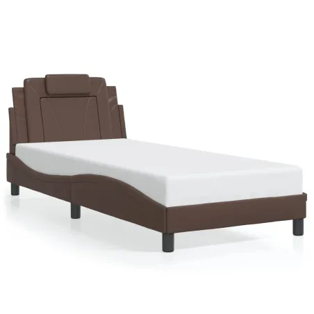 Cadre de lit Viana avec LED sans matelas marron 90x200 cm