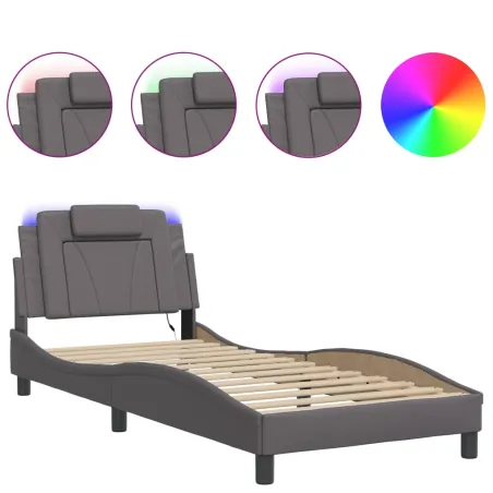 Cadre de lit Viana avec LED sans matelas gris 90x200 cm