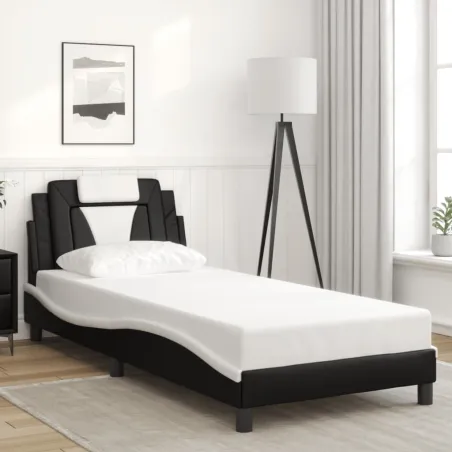 Cadre de lit Viana avec LED sans matelas noir et blanc 90x200 cm