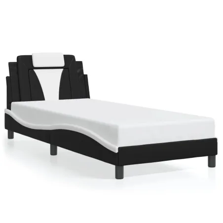 Cadre de lit Viana avec LED sans matelas noir et blanc 90x200 cm