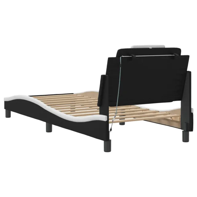 Cadre de lit Viana avec LED sans matelas noir et blanc 90x200 cm