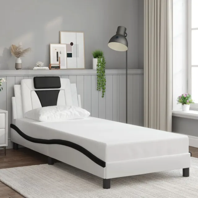 Cadre de lit Viana avec LED sans matelas blanc et noir 90x200 cm