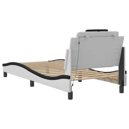 Cadre de lit Viana avec LED sans matelas blanc et noir 90x200 cm