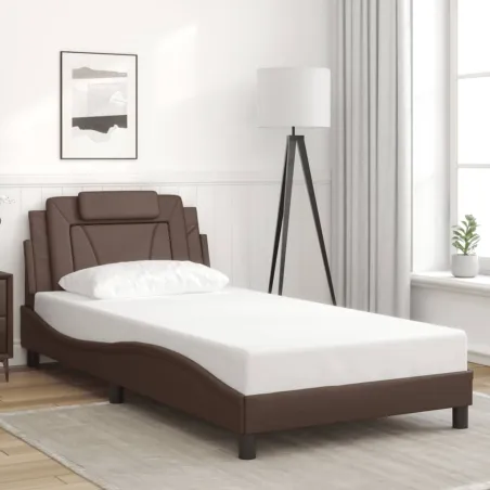 Cadre de lit Viana avec LED sans matelas marron 100x200 cm