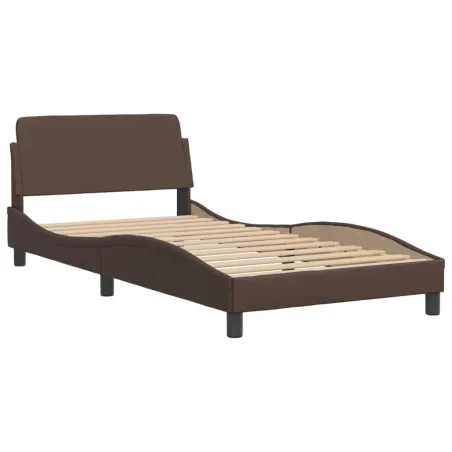 Cadre de lit Viana avec LED sans matelas marron 100x200 cm
