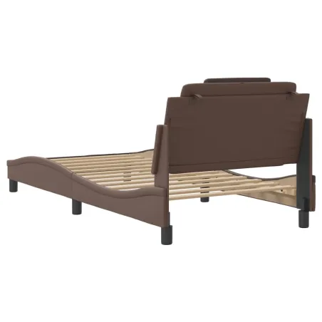 Cadre de lit Viana avec LED sans matelas marron 100x200 cm