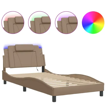 Cadre de lit Viana avec LED sans matelas cappuccino 100x200 cm 2
