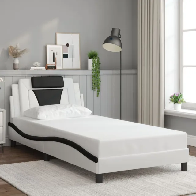 Cadre de lit Viana avec LED sans matelas blanc et noir 100x200 cm