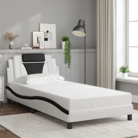 Cadre de lit Viana avec LED sans matelas blanc et noir 100x200 cm