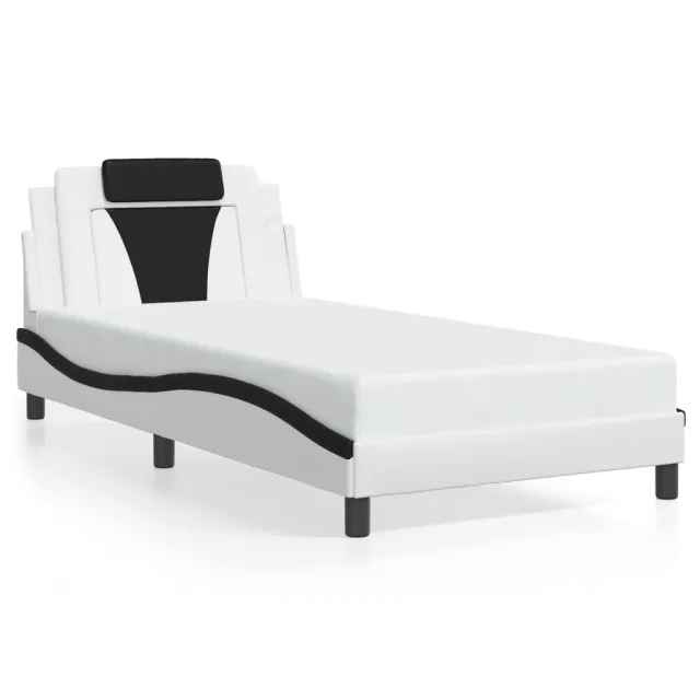Cadre de lit Viana avec LED sans matelas blanc et noir 100x200 cm