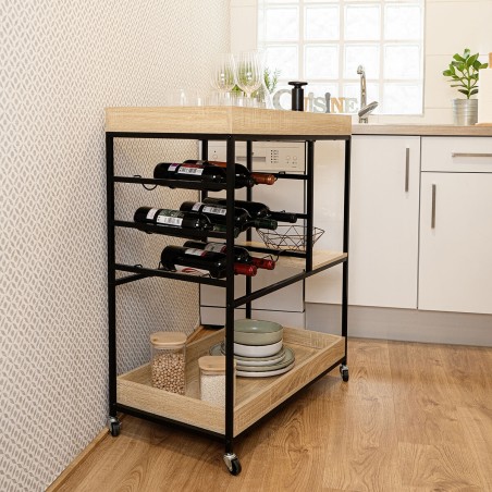 Carrello da Portata Vinthera Moa Portabottiglie Nero Metallo 75 x 40 x