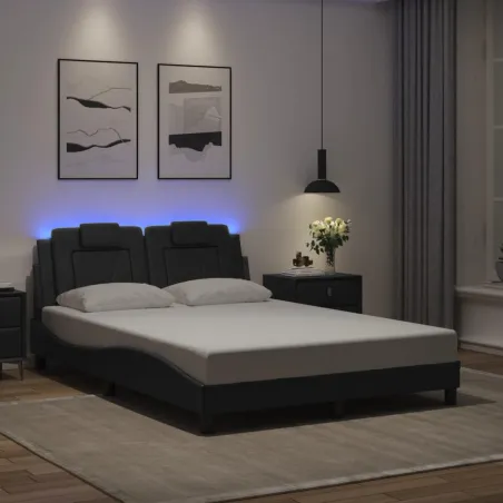 Cadre de lit Viana avec LED sans matelas gris 120x200 cm
