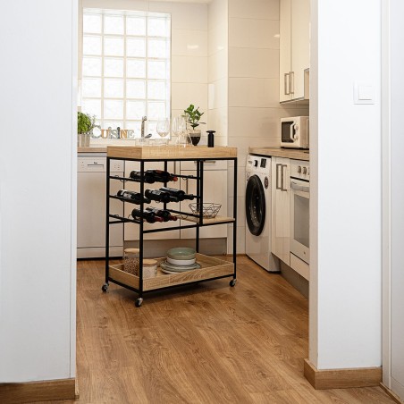 Carrello da Portata Vinthera Moa Portabottiglie Nero Metallo 75 x 40 x