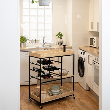 Carrello da Portata Vinthera Moa Portabottiglie Nero Metallo 75 x 40 x