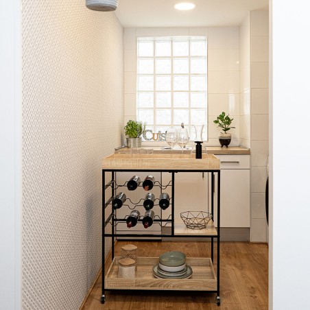 Carrello da Portata Vinthera Moa Portabottiglie Nero Metallo 75 x 40 x