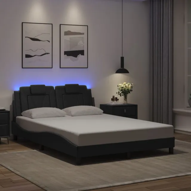 Cadre de lit Viana avec LED sans matelas noir 140x190 cm