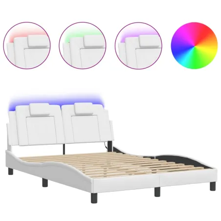 Cadre de lit Viana avec LED sans matelas blanc 140x190 cm