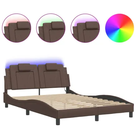Cadre de lit Viana avec LED sans matelas marron 140x190 cm 2
