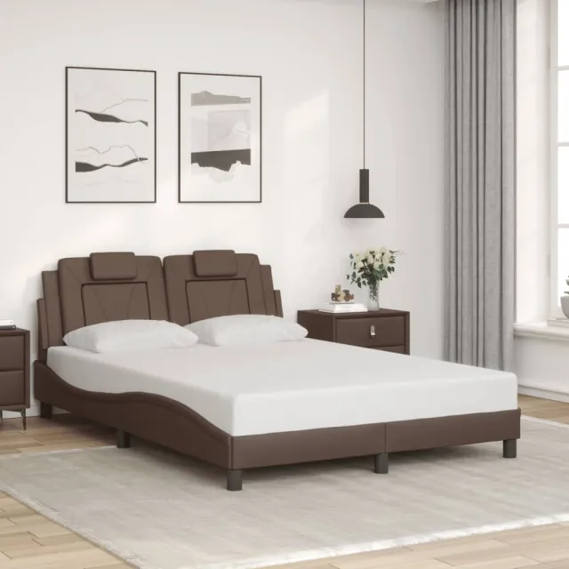 Cadre de lit Viana avec LED sans matelas marron 140x190 cm