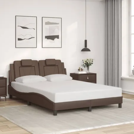 Cadre de lit Viana avec LED sans matelas marron 140x190 cm