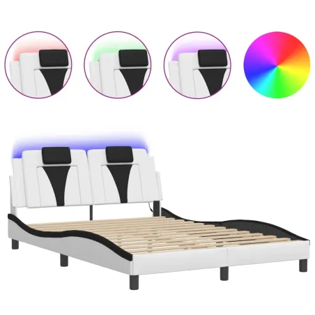 Cadre de lit Viana avec LED sans matelas blanc et noir 140x190 cm