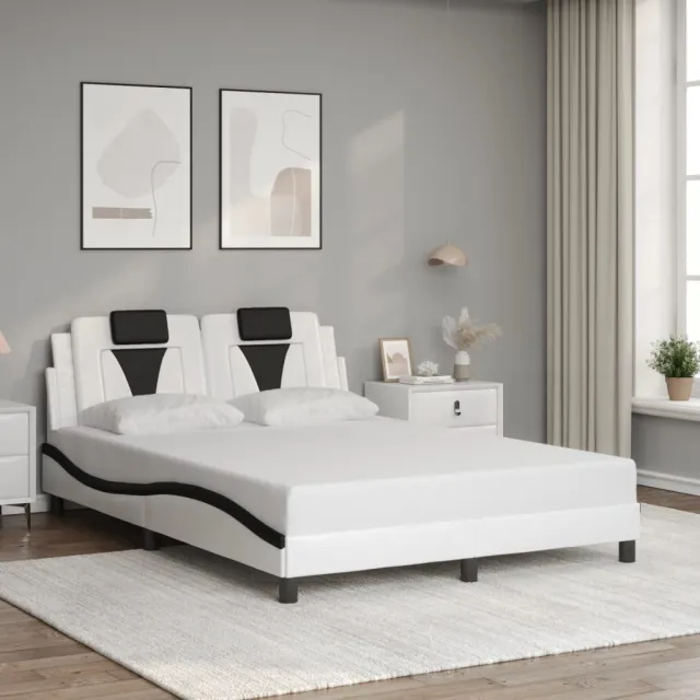 Cadre de lit Viana avec LED sans matelas blanc et noir 140x190 cm
