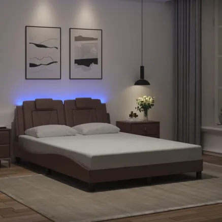Cadre de lit Viana avec LED sans matelas marron 140x200 cm