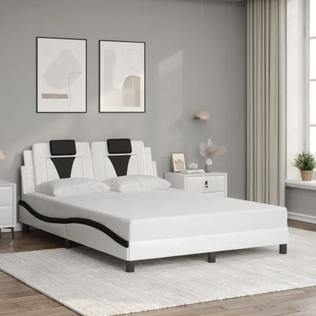 Cadre de lit Viana avec LED sans matelas blanc et noir 140x200 cm