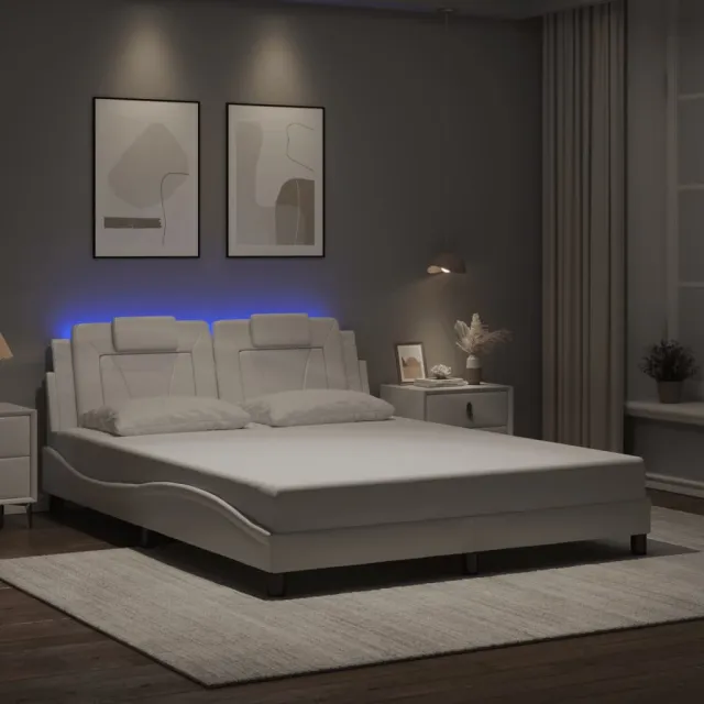 Cadre de lit Viana avec LED sans matelas blanc 160x200 cm