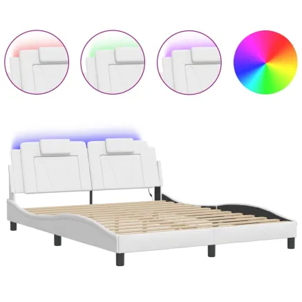Cadre de lit Viana avec LED sans matelas blanc 160x200 cm 2