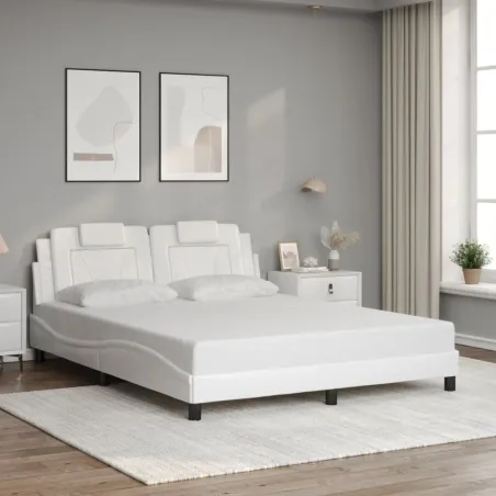 Cadre de lit Viana avec LED sans matelas blanc 160x200 cm