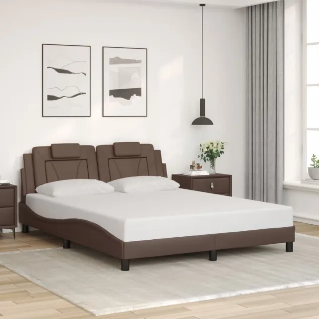 Cadre de lit Viana avec LED sans matelas marron 160x200 cm