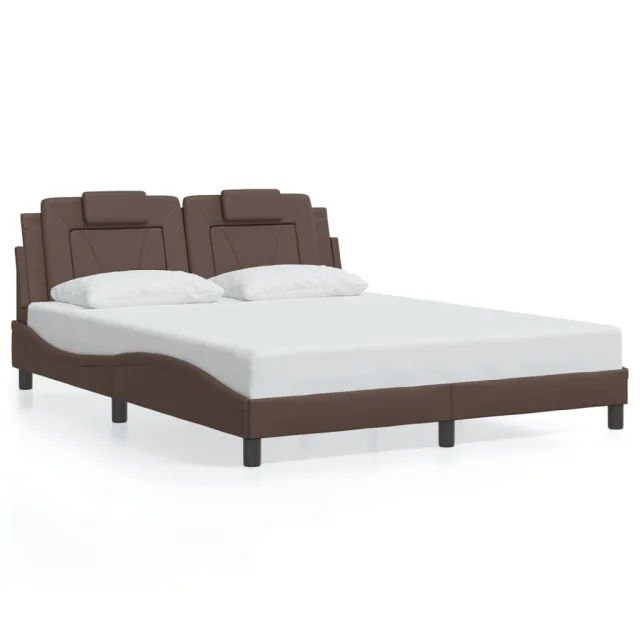 Cadre de lit Viana avec LED sans matelas marron 160x200 cm