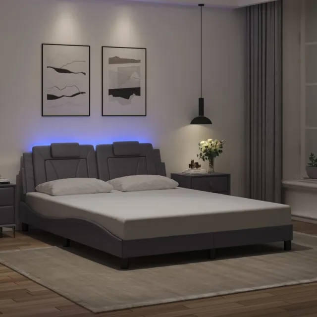 Cadre de lit Viana avec LED sans matelas gris 160x200 cm
