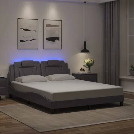 Cadre de lit Viana avec LED sans matelas gris 160x200 cm