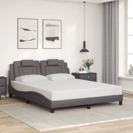 Cadre de lit Viana avec LED sans matelas gris 160x200 cm