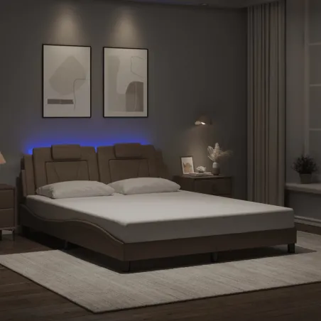 Cadre de lit Viana avec LED sans matelas cappuccino 160x200 cm