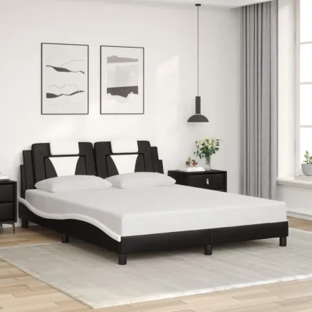 Cadre de lit Viana avec LED sans matelas noir et blanc 160x200 cm