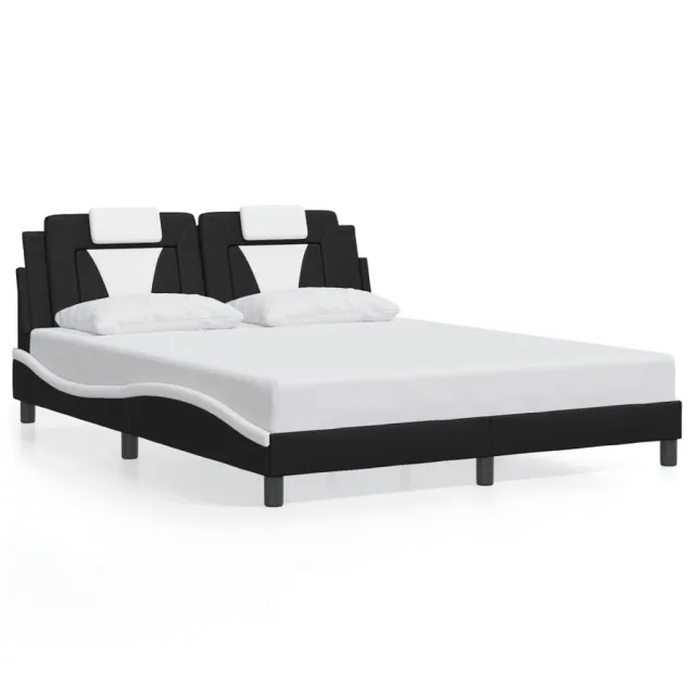 Cadre de lit Viana avec LED sans matelas noir et blanc 160x200 cm