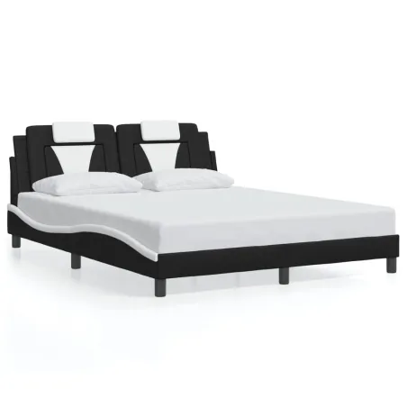 Cadre de lit Viana avec LED sans matelas noir et blanc 160x200 cm