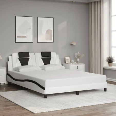 Cadre de lit Viana avec LED sans matelas blanc et noir 160x200 cm