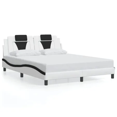 Cadre de lit Viana avec LED sans matelas blanc et noir 160x200 cm